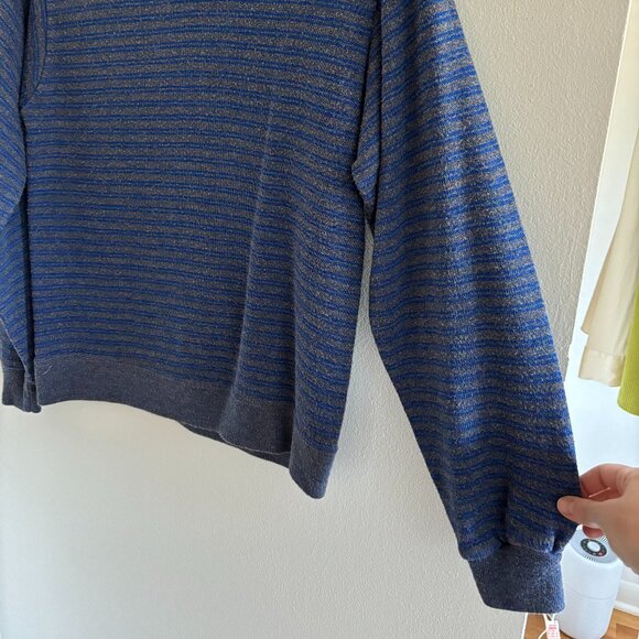 Vintage Blue and Gray Crewneck Striped Sweater - Picture 3 of 4